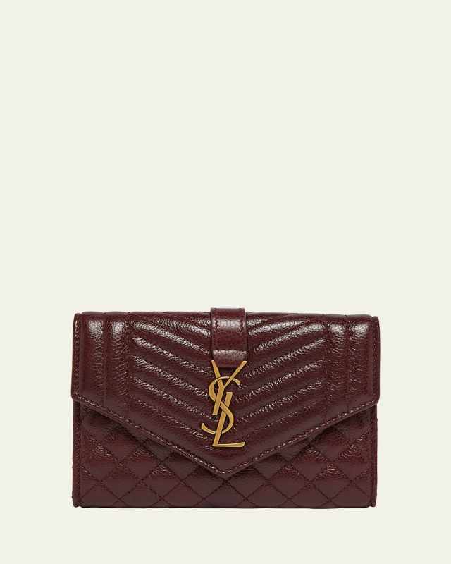 Small YSL Envelope Flap Wallet in Quilted Leather